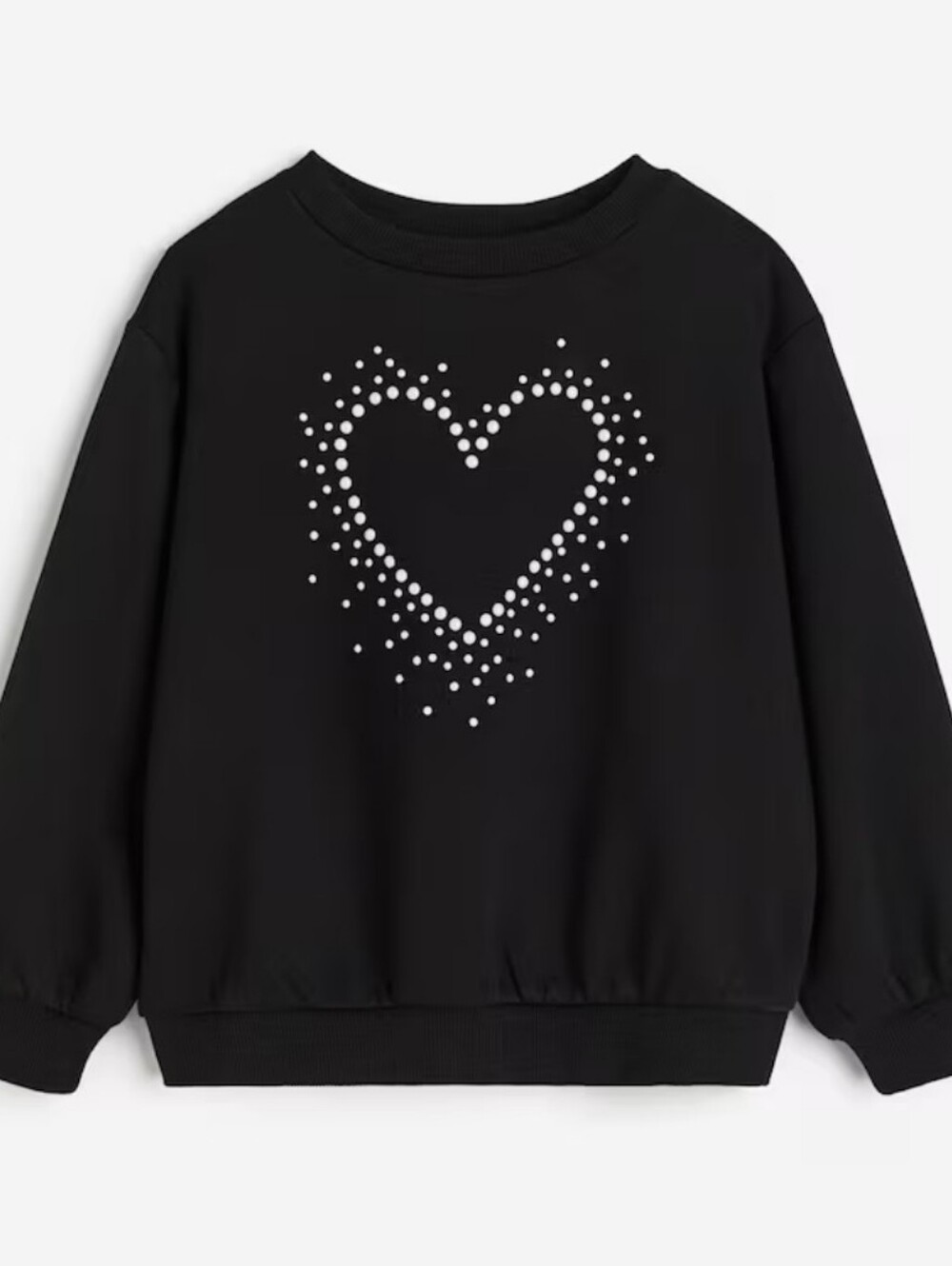 H&M Girl's Heart Sweatshirt with Motif Size 5T/6 Black